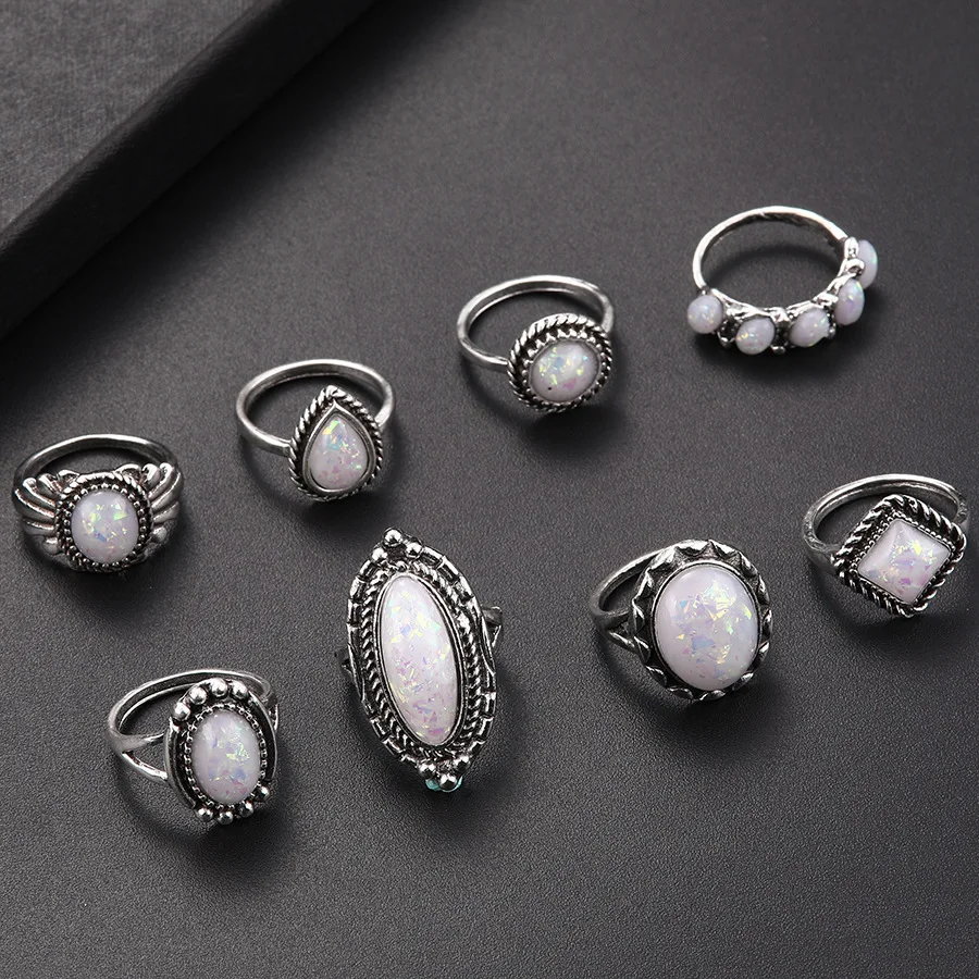 TianBo новый дизайн винтажный Opal набор колец на сустав пальца для женщин