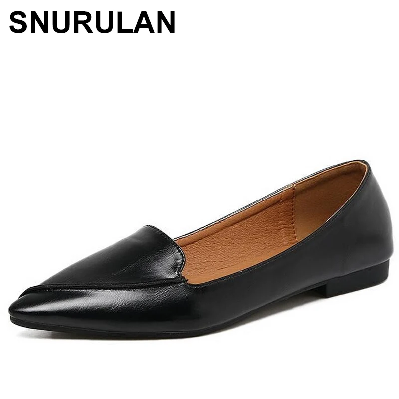

SNURULAN Designer Genuine Leather Women Casual Shoes Luxury Brand Flat Shoes Woman Boat Shoes Slip On Loafers zapatos mujer E603