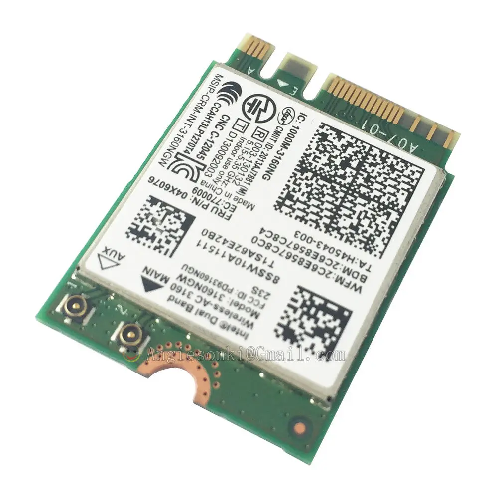 Двухдиапазонная Беспроводная-AC 3160 3160NGW 433M WIFI WLAN карта + Bluetooth 4 0 для IBM/ Lenovo Intel 3160AC Y40