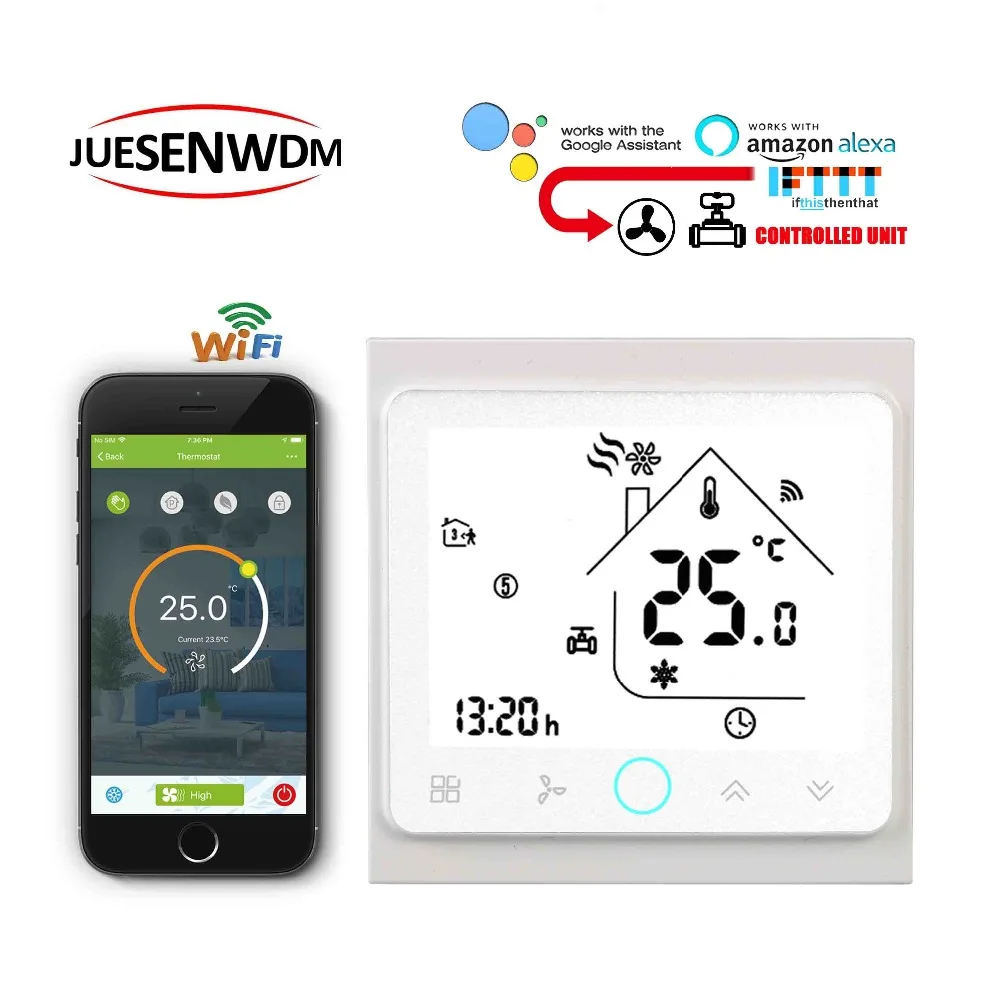 TUYA 24VAC 95 240VAQC катушка вентилятора wifi термостатан контроль с вентилятором катушки