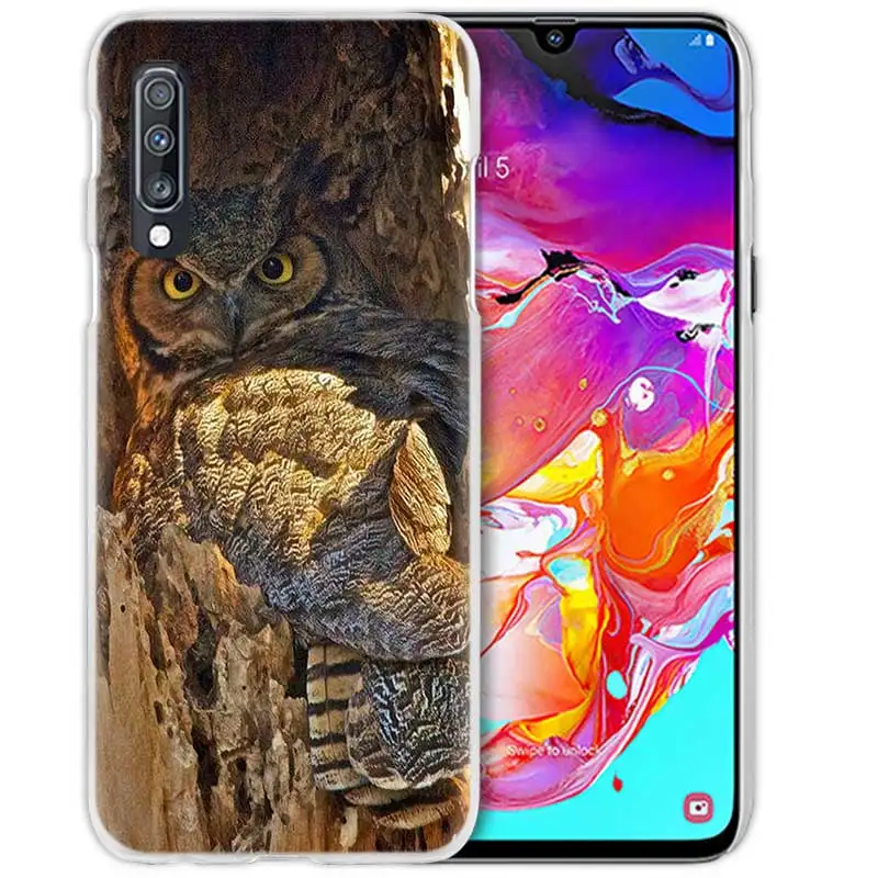 Животное чехол для samsung Galaxy A50 A70 A20e A40 A30 A20 A10 A8 A6 плюс A9 A7 жесткий прозрачный чехол для телефона чехол с камуфляжным принтом совы