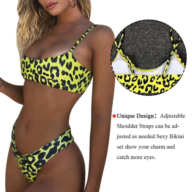 CALOFE 2019 New Women Sexy Leopard Bikinis Micro Set Push Up Thong Biquini High Cut Mini Female Bathing Suit | Женская одежда