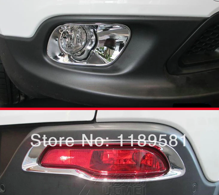 

For Jeep Cherokee Limited 2014 2015 2016 ABS Chrome Front And Rear Fog Light Lamp Cover Trim