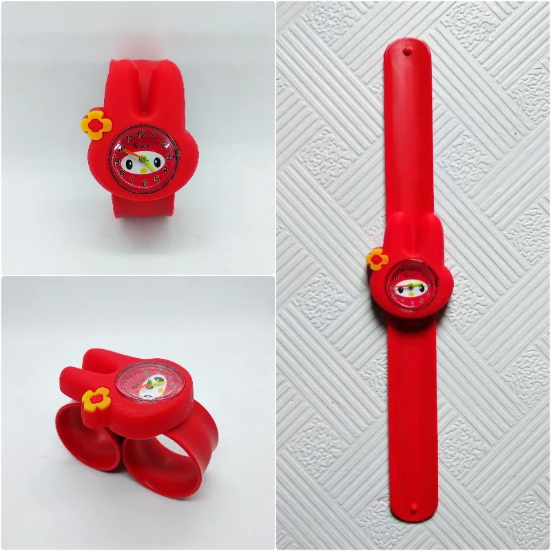 rabbit red 3D дети мультфильм часы с единорогом прекрасный кролик силиконовый ремешок часы детские повседневные животные часы для детской креативные кварцевые наручные часы - Цвет: rabbit red