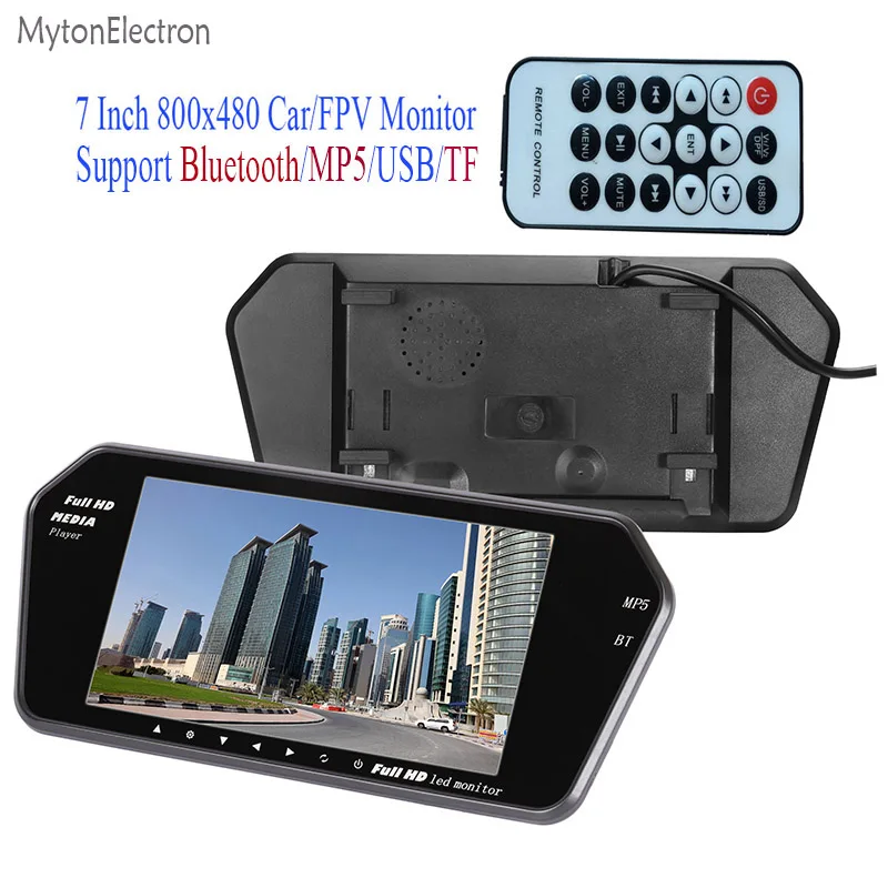 Bluetooth + MP5 TF USB 800*480 LCD FPV/Автомобильный зеркальный монитор заднего вида 7 дюймовый
