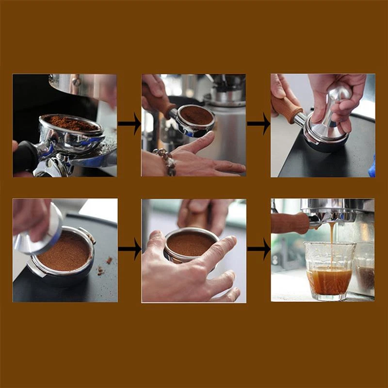 58 мм Нержавеющая Сталь Nespresso Кофе в зернах трамбовка плоская эспрессо трамбовка деревянная ручка молоток кофе аксессуары