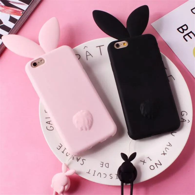 Rabbit Ear For iPhone 7 Plus 6 6s X 8 Case Korea style Cute Animal Silicone Cover Soft Cases Funda |