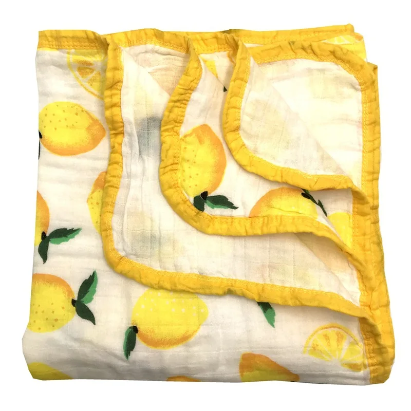 lemon Четыре/шесть слоев хлопок одеяло пеленки для новорожденного младенца муслин одеяло пеленание ребенка супер удобные постельные принадлежности одеяло s - Цвет: lemon