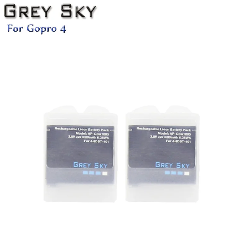 2 battery Аккумулятор 1680 мАч hero 4 akku для Gopro hero 4 батареи Go Pro hero 4 bateria AHDBT 401 аксессуары для экшн-камеры - Цвет: 2 battery