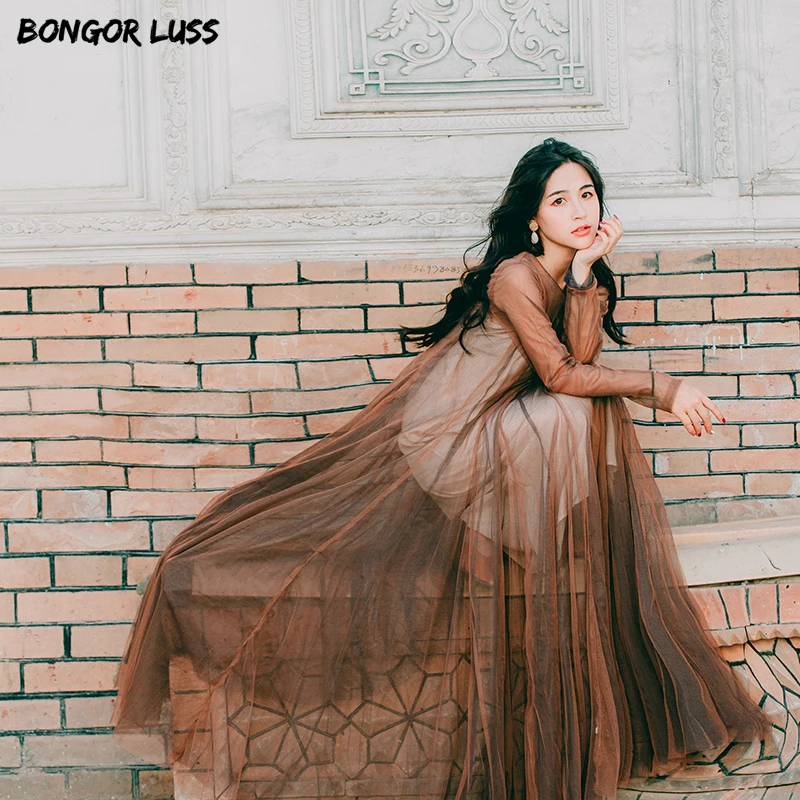 BONGOR LUSS 2019 Новое весеннее Сетчатое женское платье летнее повседневное в стиле