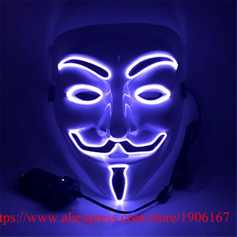 

Colorful EL Wire Luminous Mask Night Club Show Illuminate Flashing Halloween Masquerade Party Masks Performance Dancewear