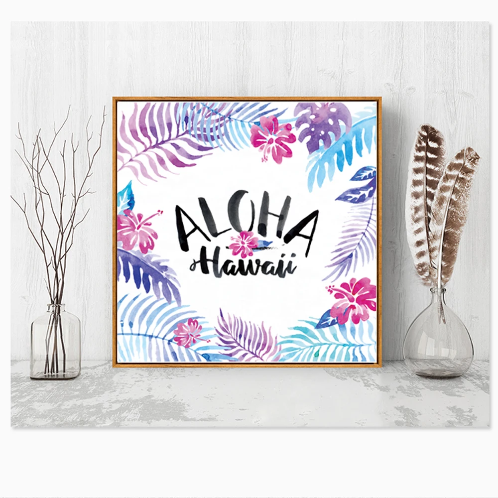 Hawaii Style Canvas Print Painting Poster Abstract Tropic Leaves Flower Wall Picture for Home Decoration Frameless Decor | Дом и сад