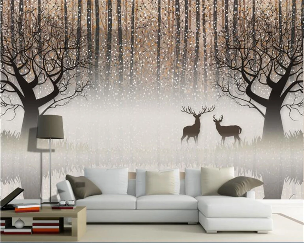 

beibehang papel de parede 3d Retro nostalgia forest elk 3D TV background wall decoration wallpaper for walls behang tapety