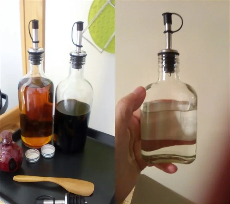 One PC Stainless Steel Oil Bottle Spout Pourer/Mouth with Stopper Flask Dry Red Wine Pot Cork Plug Olive Pourer Dispenser | Дом и сад