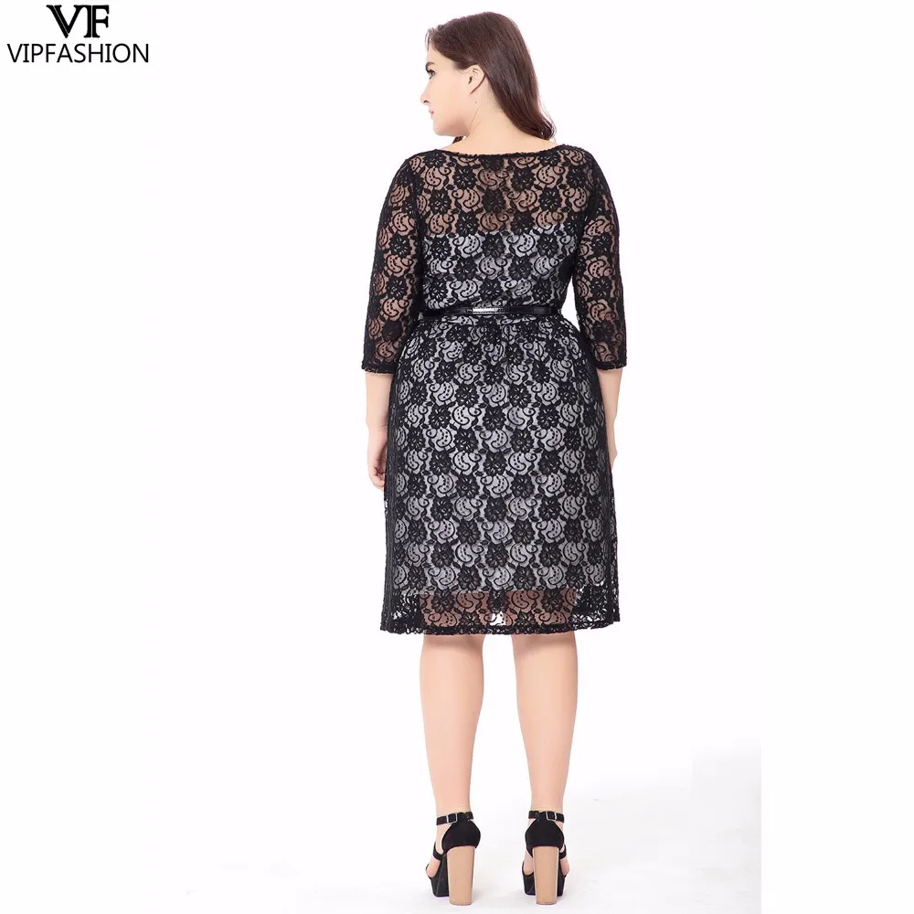 VIP FASHION 2019 New Products Plus Size Printed O-Neck Knee-Length Women's Dress Three Quarter Summer Ladies Casual | Женская одежда