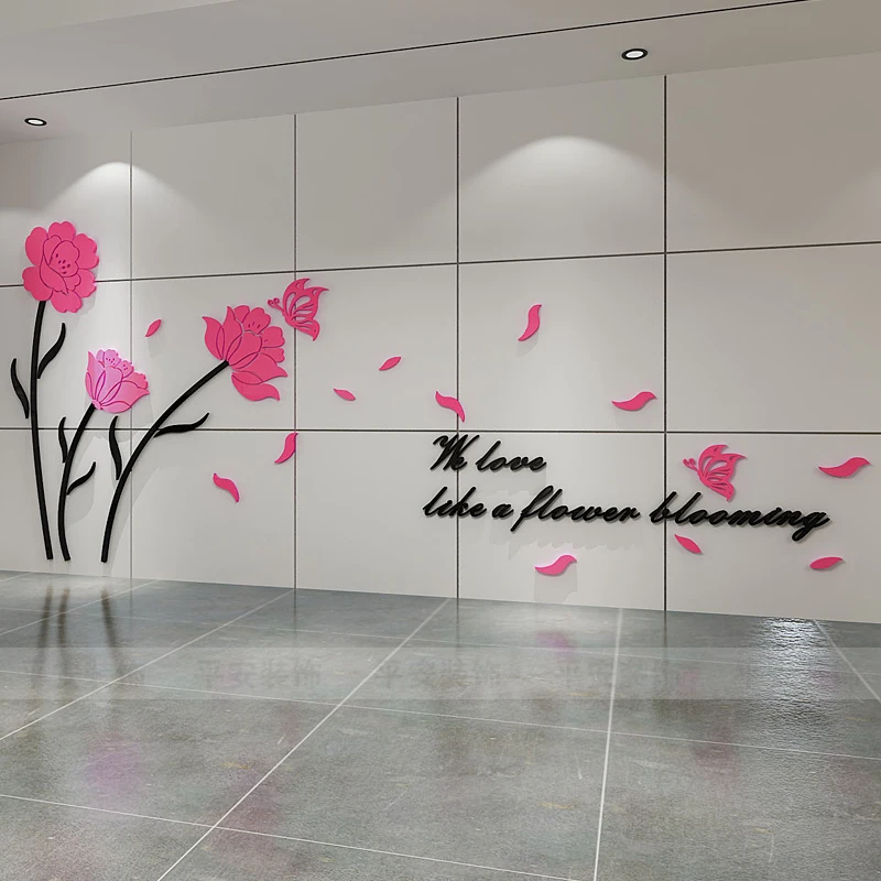 Creative flower acrylic 3D self-adhesive wall stickers Bedroom bedside TV sofa background wedding room decoration | Дом и сад