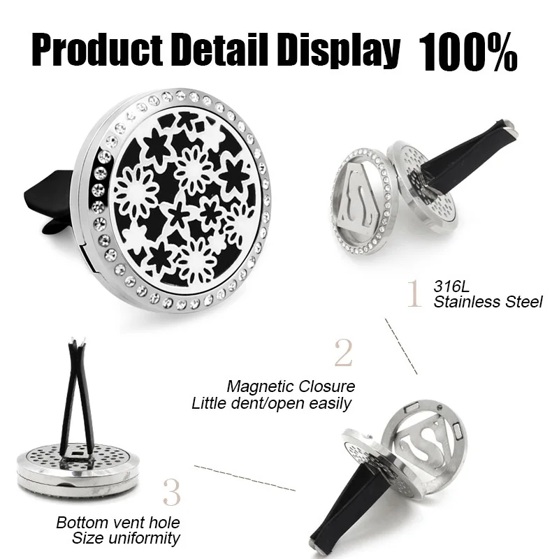 30mm Car Aromatherapy Magnetic Locket Essential oil Diffuser 316L stainelss steel Perfume AH141-160 | Украшения и аксессуары