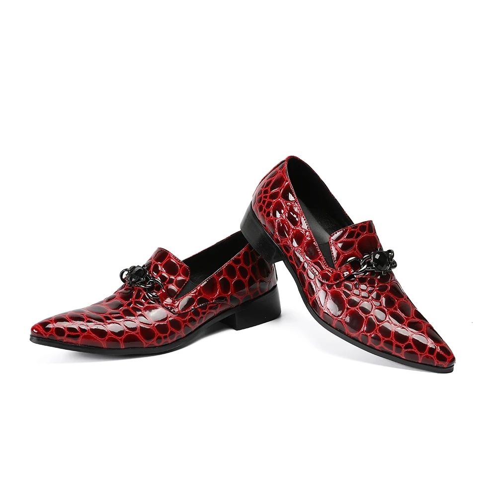 Zobairou zapatos hombre vestir/красные Дизайнерские мужские туфли оксфорды из лакированной