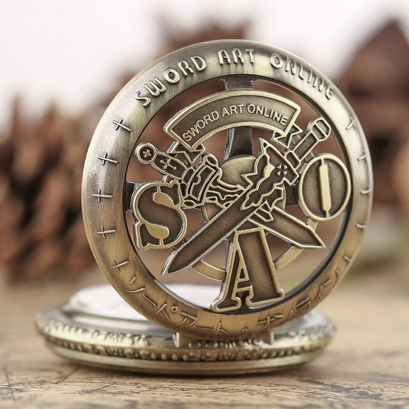 Винтажные кварцевые карманные часы с изображением САО меча онлайн ожерелье