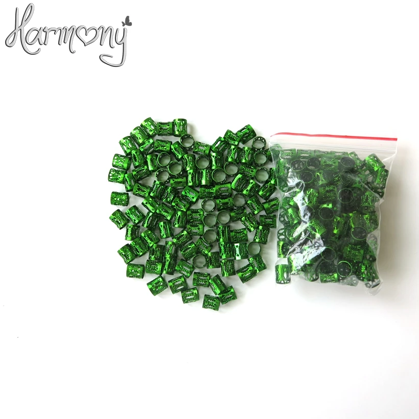 Бесплатная доставка 100 шт. зеленое металлическое кольцо бусины для дредов