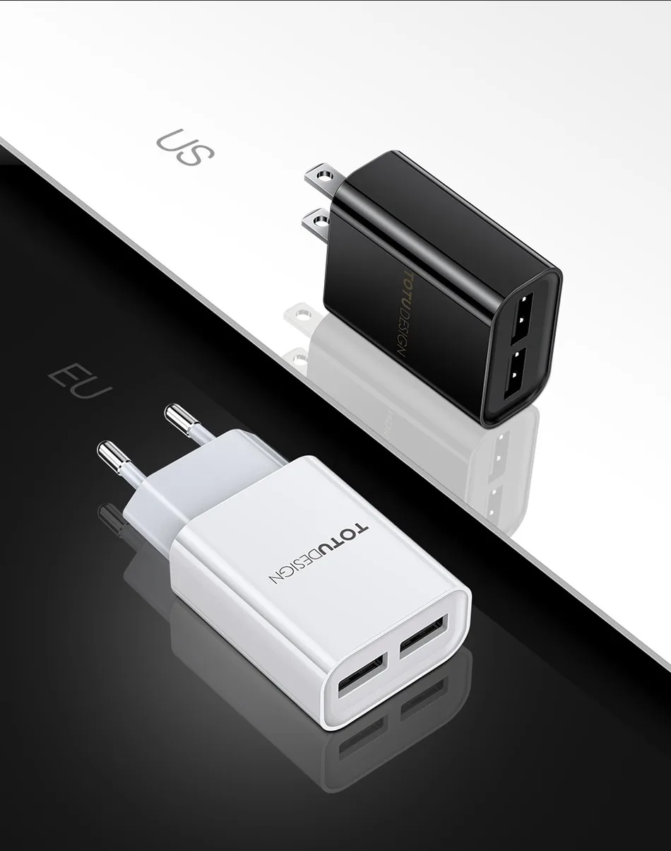 TOTU USB зарядное устройство для iPhone samsung Xiaomi Dual USB Traval настенное зарядное устройство 2.4A Быстрая зарядка EU US адаптер зарядное устройство для мобильного телефона
