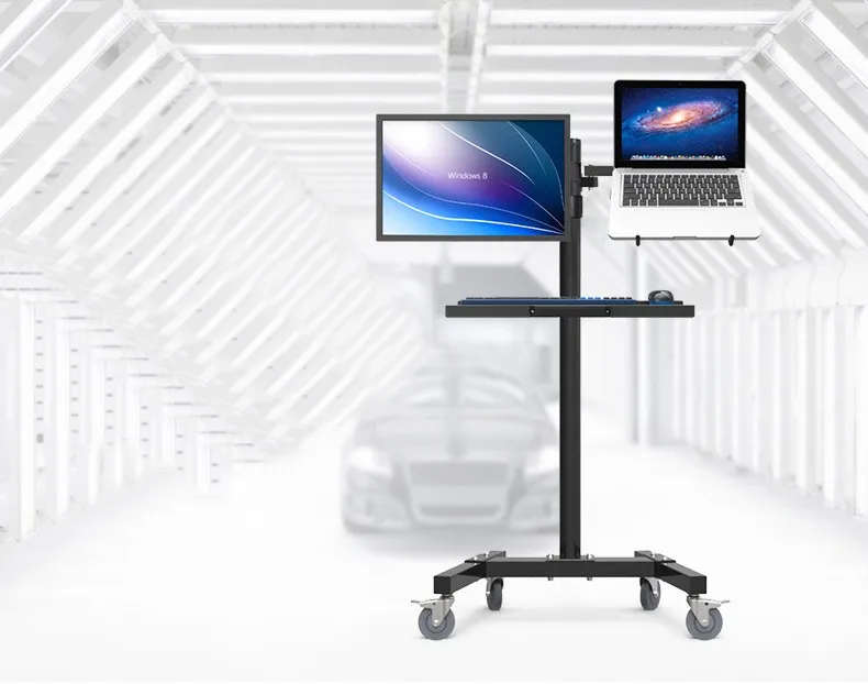 PS стенд-тележка с двойным креплением для монитора и ноутбука | Электроника