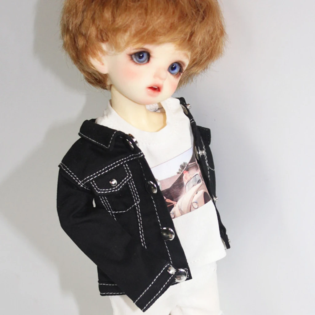 Повседневное джинсовое пальто с длинными рукавами ручной работы для 1/6 BJD AOD YOSD DD Dollfie, однотонная одежда черного цвета