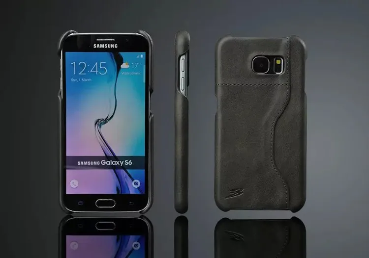 Gray Новая мода полное зерно Натуральная кожа задняя крышка чехол для Samsung Galaxy S6 Высокое качество масло воск бренд изысканный - Цвет: Gray