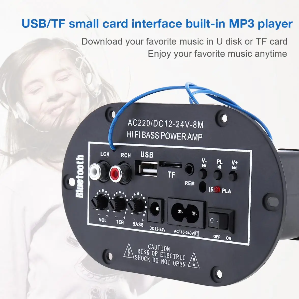Автомобильный аудио усилитель мощности 8 дюймов 25 Вт Hi Fi Bluetooth универсальный
