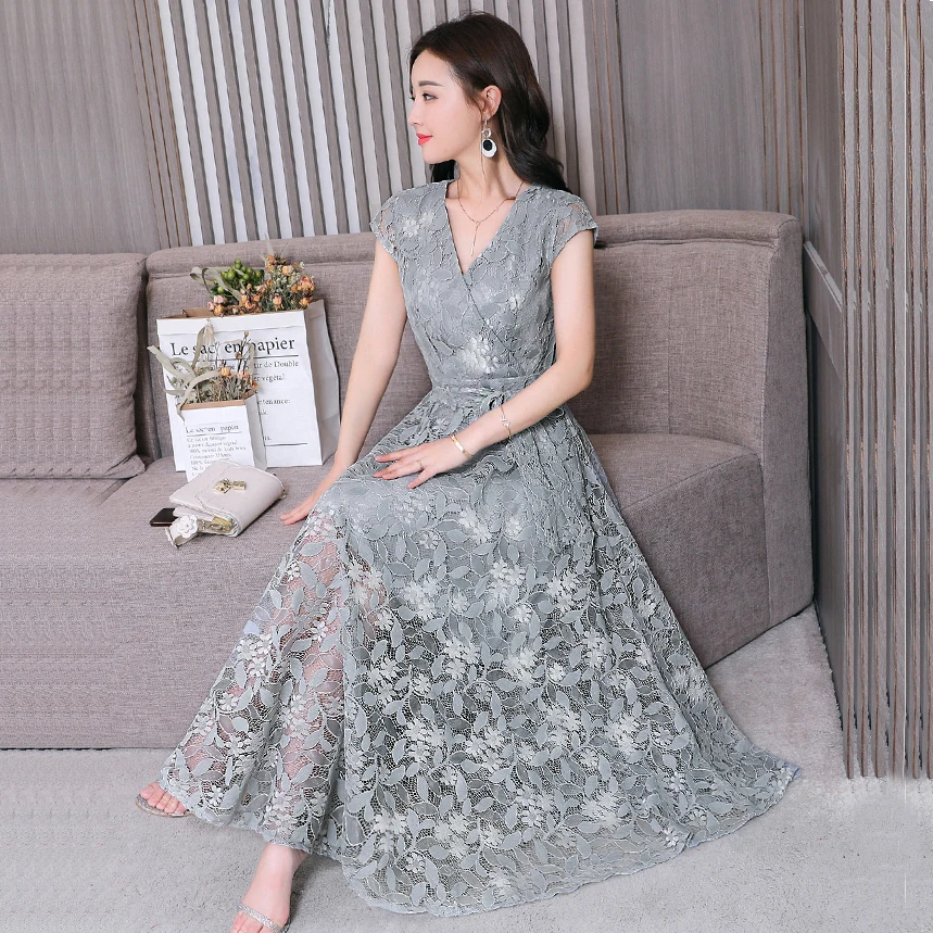 10 Colors Plus Size Summer Vintage Hollow Out Sexy Lace Maxi Dress 2018 Elegant Woman Club Midi Dresses Sun Party Black Vestidos | Женская