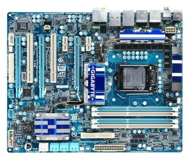 Для Gigabyte GA-P55A-UD5 оригинальная бывшая в употреблении материнская плата для