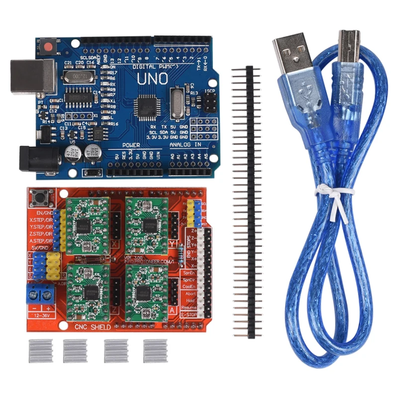 Щит с ЧПУ Плата расширения V3.0 + UNO R3 доска USB для Arduino 4 шт. Шаговые двигатели Драйвер