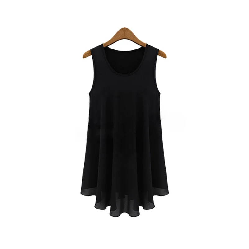 Женская шифоновая блузка Clobee Летняя туника без рукавов с оборками размера