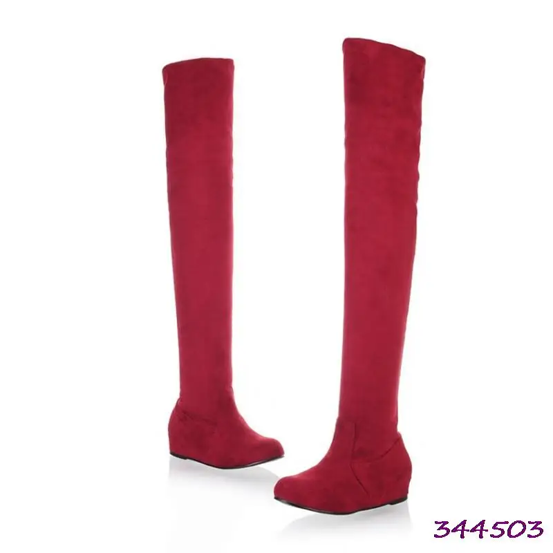 Женские сапоги на танкетке 3 см выше колен без застежки|high boots|snow bootsfashion boots |