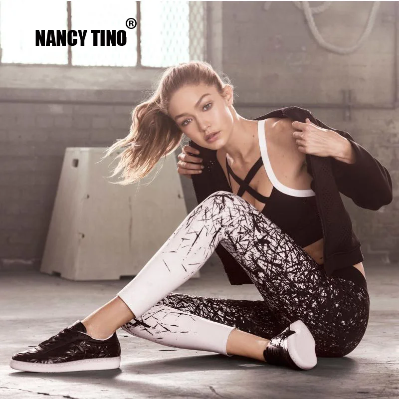 NANCY TINO штаны для йоги женщин спортивная одежда Леггинсы с принтом фитнес йога