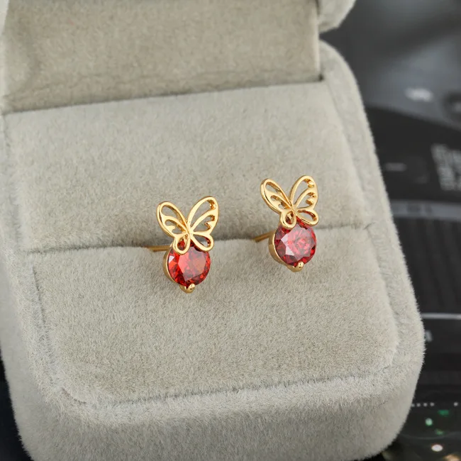

Kid Girls Baby Cute Safety purple Crystal Dragonfly Butterfly Cute Lucky Stud Earrings Gold Color Fashion Jewelry 20