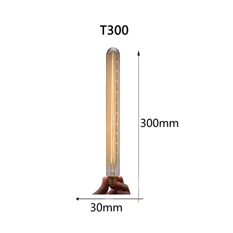 T300 Ретро Edison led светильник лампы E27 220 В 40 Вт ST64 ручной стержень, для кафе гостиная магазин Винтаж промышленная лампа накаливания ампулы светильник лампочка Настенный декор - Цвет: T300