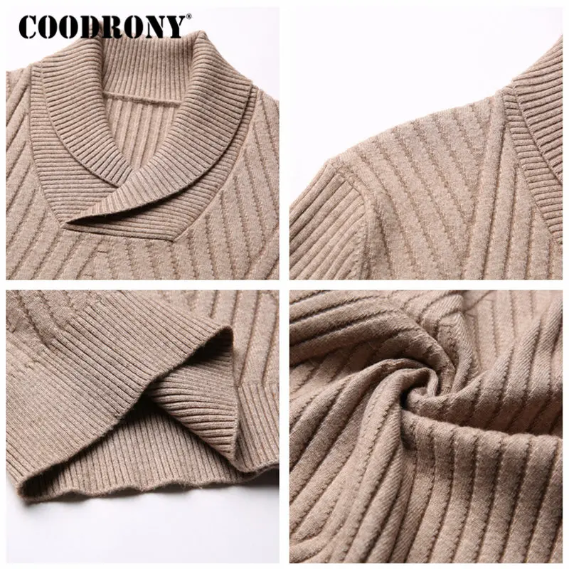 Мужской кашемировый свитер COODRONY теплый с высоким воротом 8187 | Мужская одежда