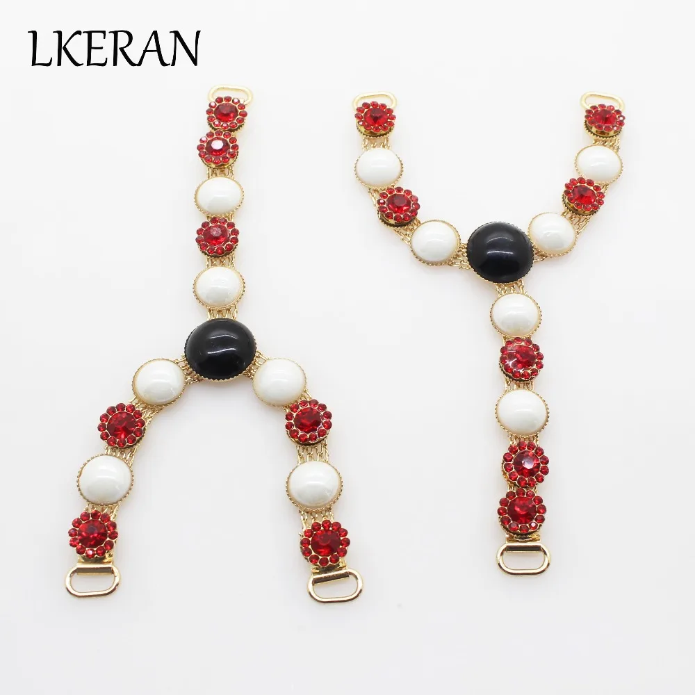 Charm 1 Pair 125mm*78mm White Pearl red crystal Slipper Chain DIY Garment accessories Metal Rhinestone bikini Ornament buckle | Дом и сад