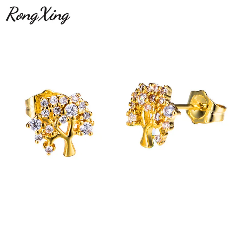 Серьги RongXing Lovely Life гвоздики дерево серебряного цвета/золотого/розового золота