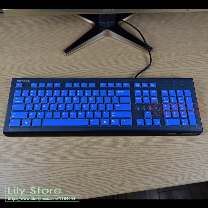 blue Для Hp Compaq acer Pr1101U Настольный ПК Чехлы для клавиатуры водонепроницаемый пылезащитный Прозрачный чехол для клавиатуры защитная кожа - Цвет: blue
