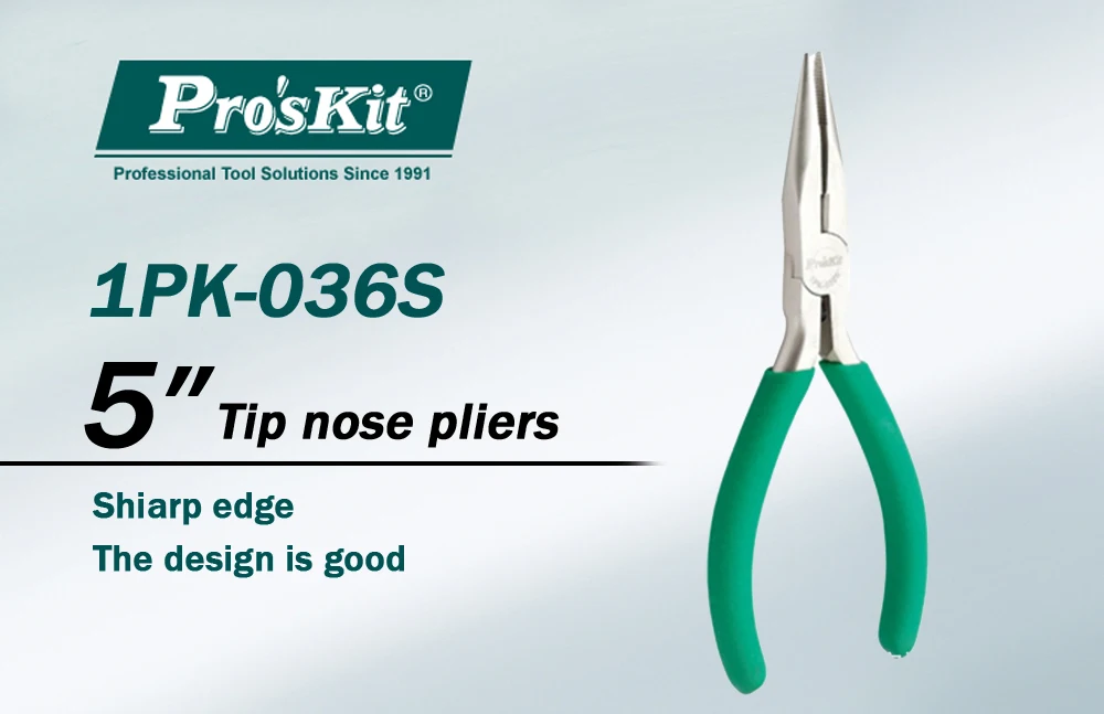1 PK-036 S Pro'sKit игольчатые плоскогубцы титановая сталь иглы противоскользящие ручки длинные плоскогубцы резак резка