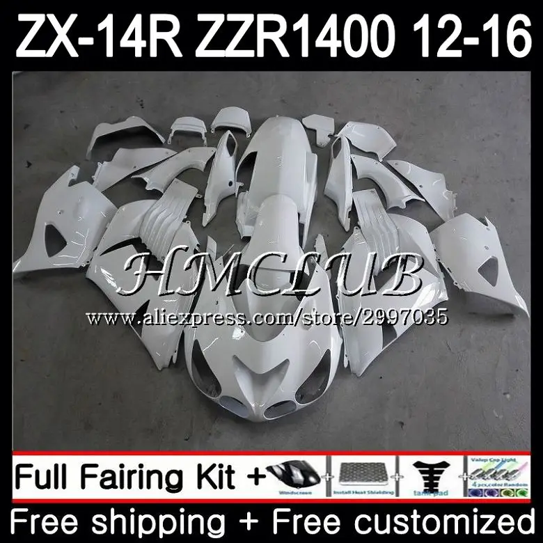 

Kit For KAWASAKI NINJA ZX 14R ZZR 1400 ZX14R 12 13 14 15 16 73HC.11 ZZR1400 ZX-14R 2012 2013 2014 2015 2016 Fairing Glossy white