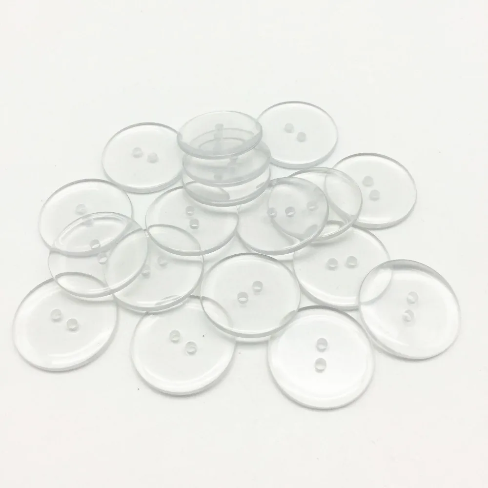 

100pcs 25mm Resin Clear Transparent 2 Holes Buttons Round Sewing Accessories DIY Crafts Embellishments Accessories