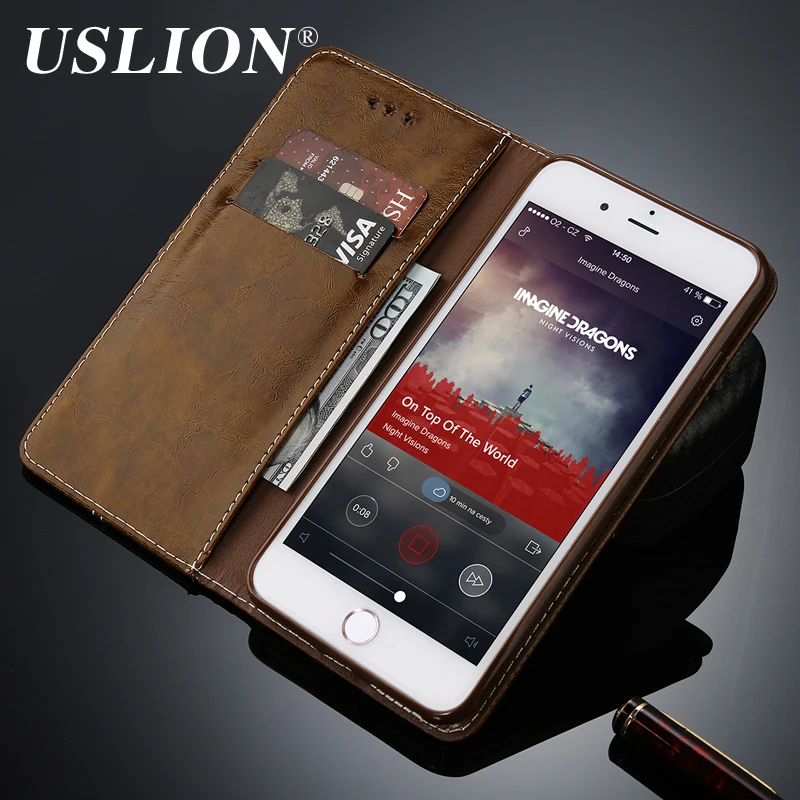 Роскошный кожаный чехол USLION с откидной крышкой для телефона iPhone 11 Pro Max 7 6 Plus