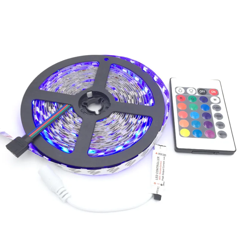 5050 60 светодиодный лента 12 в 5 м non Водонепроницаемый RGB полосы светильник + 24 ключ