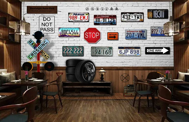 Ностальгия автомобильный номерной знак большой росписи 3D обои ТВ фон гостиная