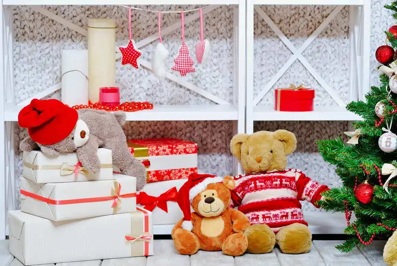 TR Мишка Тедди фон для фотосъемки 5x7 футов Рождественская Зеленая елка фотостудии