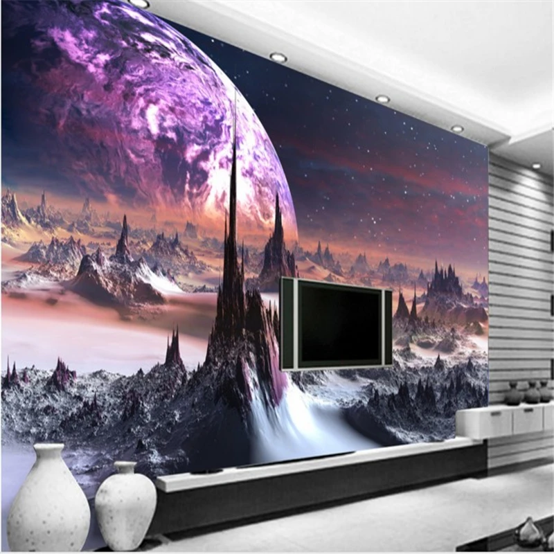 Персонализированные индивидуальные обои 3D dream universe Cosmos горы и реки ТВ диван фон