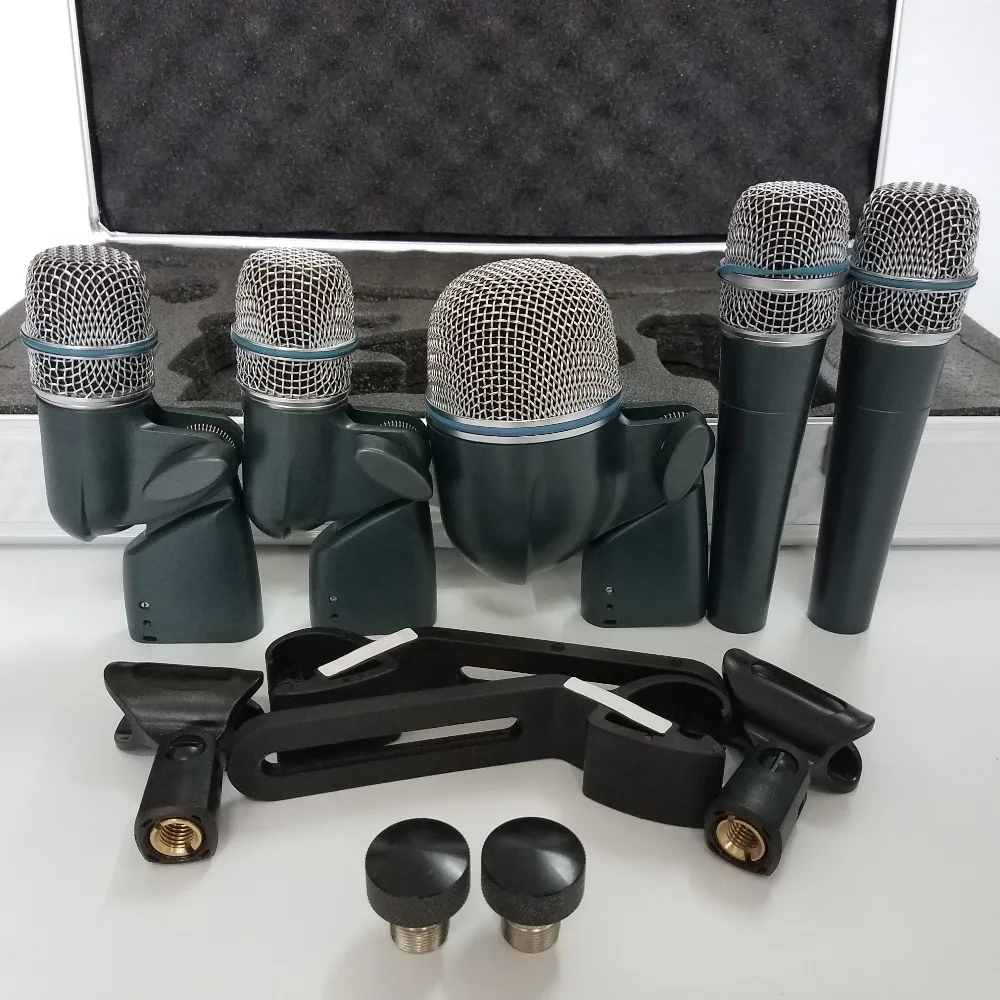 

5 piece Drum Microphone Kit DMK5:1x 52A +2x 57A +2x 56A Professional Wired MIC Drum Music Instrument mic Mounting carrying case